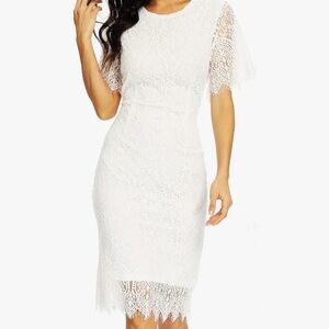 Elegant White Lace Dress 🆑